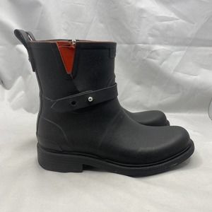 Rag & Bone New York Moto Rain Boots Black Rubber Size 37 EUR /Womens 7 US *READ